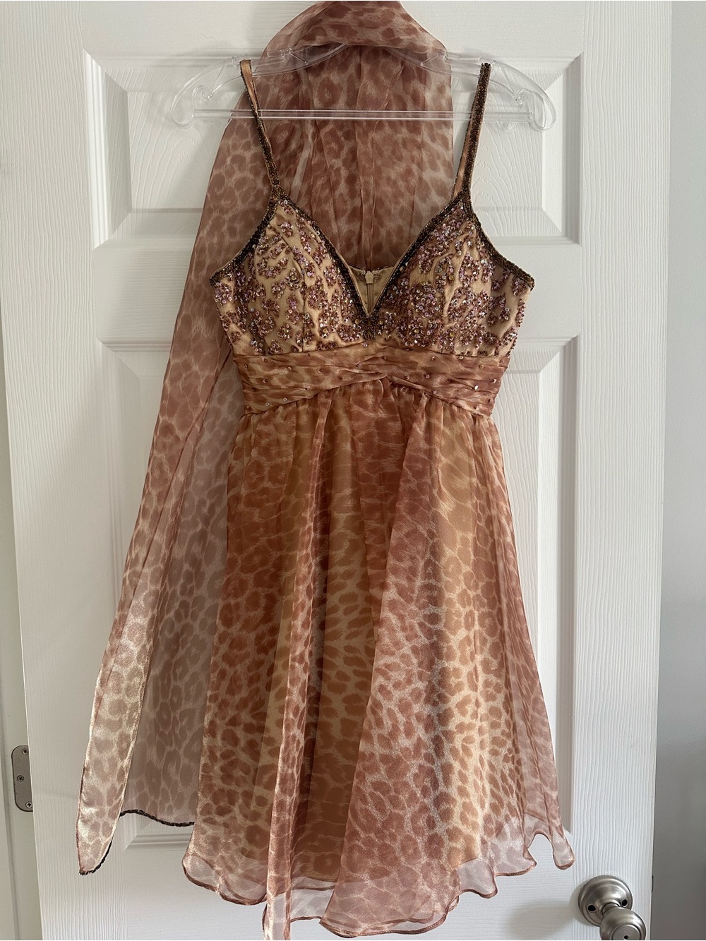 Sherri Hill Beaded Animal-Print dress